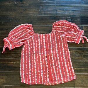 LC Lauren Conrad Peach Puff Sleeve Blouse